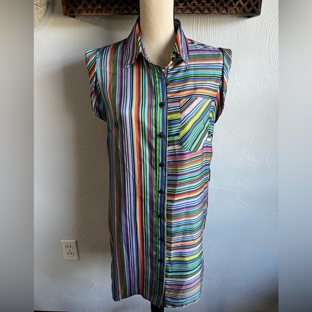 Milly Rainbow Stripes Shirt Dress S